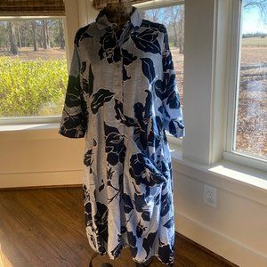 Alembika Floral Island Print Button Midi Dress - US Size (8/10)